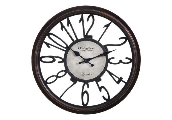 CLOCKS - 16"DIA / WALL CLOCK / ANTIQUE BROWN