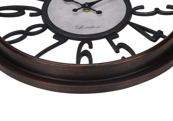 CLOCKS - 16"DIA / WALL CLOCK / ANTIQUE BROWN