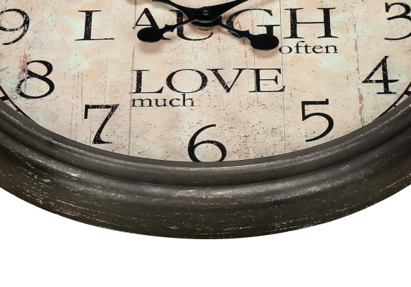 CLOCKS - 16"DIA / WALL CLOCK / ANTIQUE BROWN