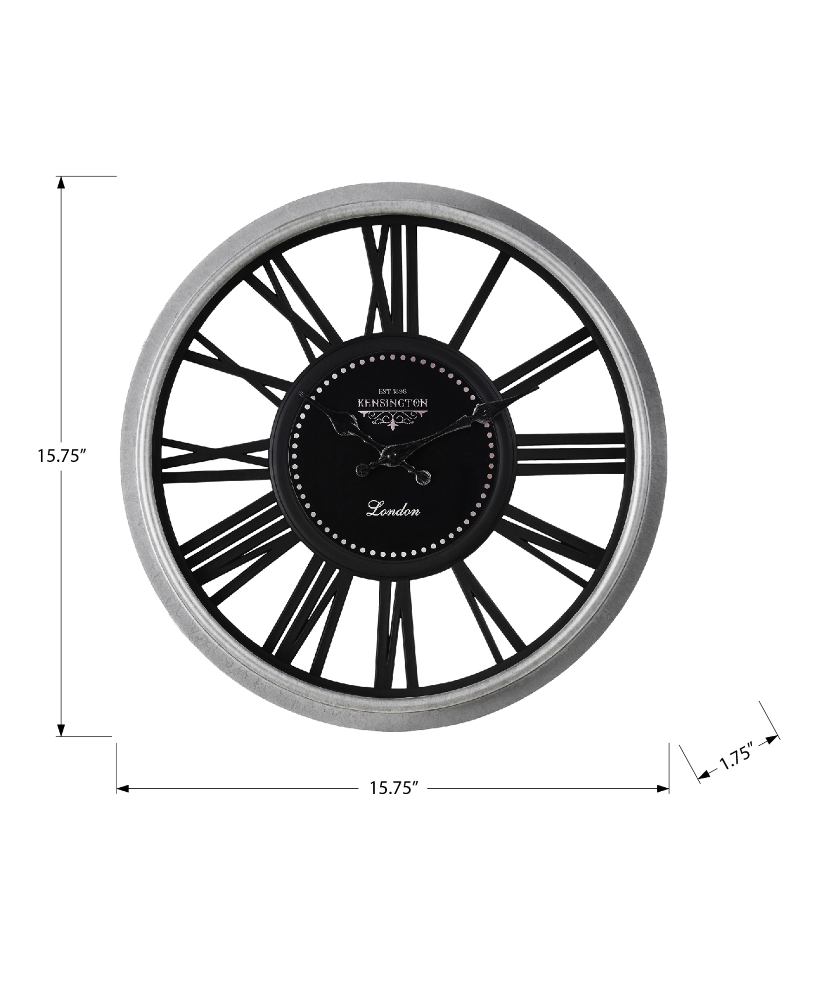 CLOCKS - 16"DIA / WALL CLOCK / BLACK / SILVER