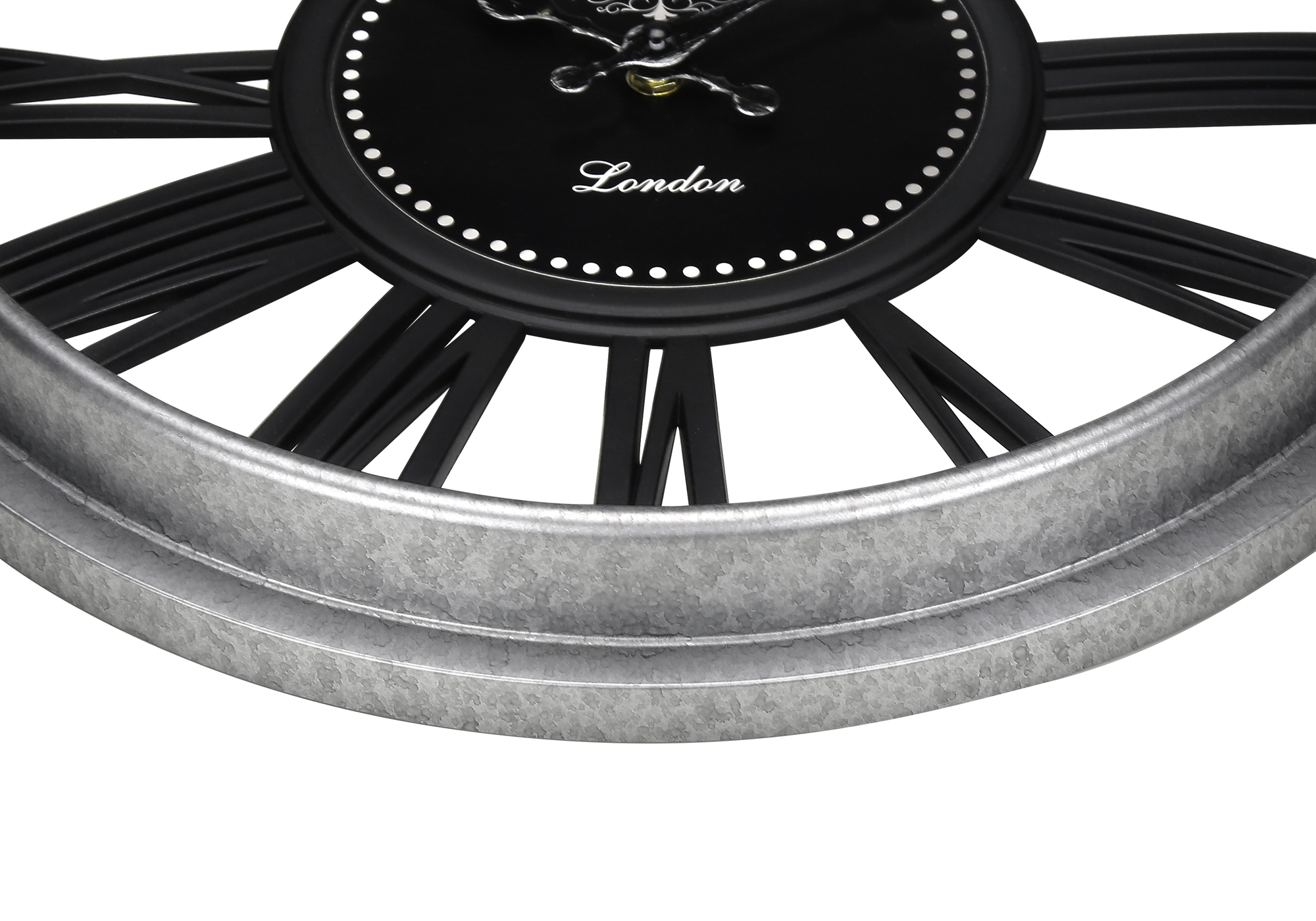 CLOCKS - 16"DIA / WALL CLOCK / BLACK / SILVER