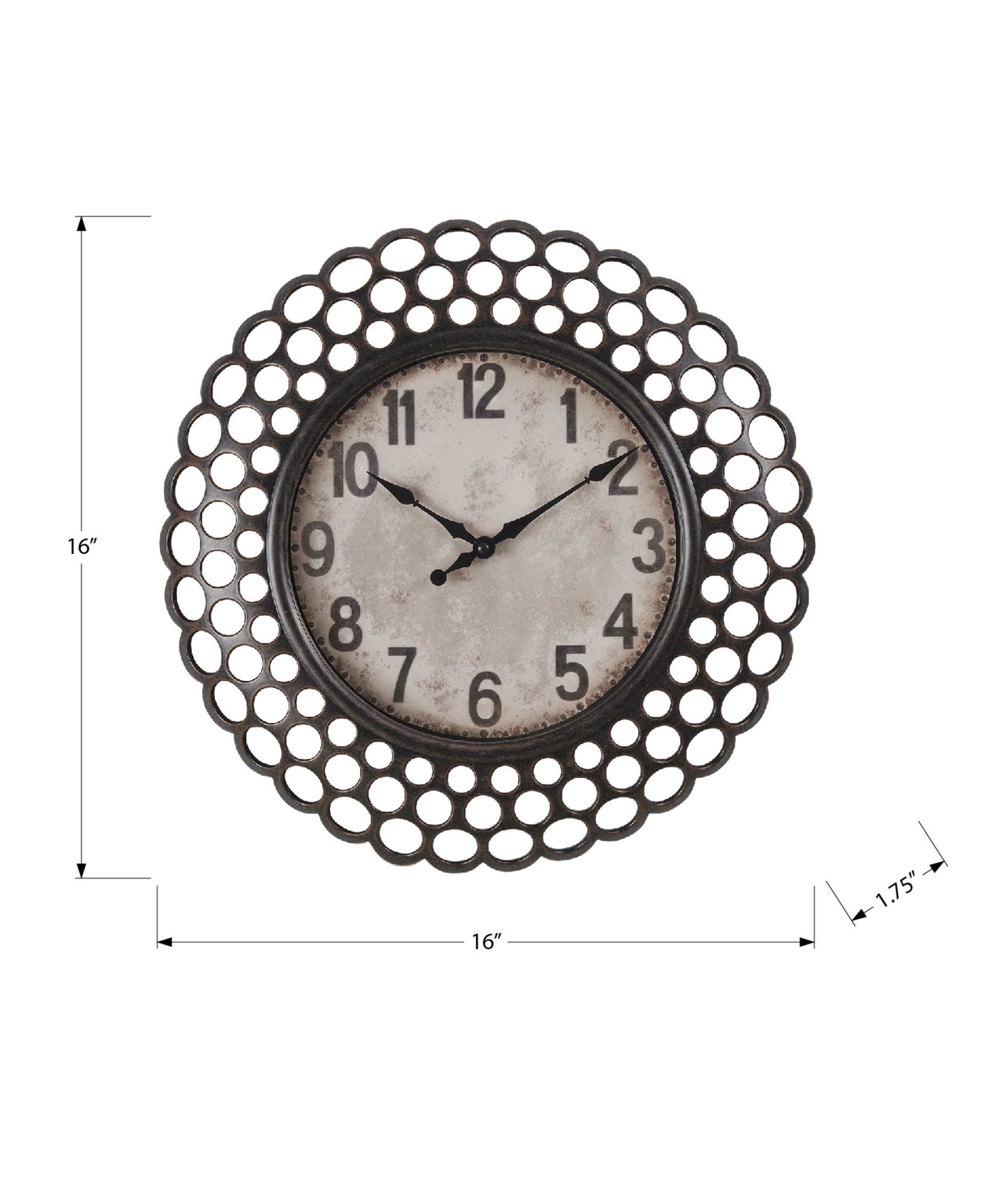 CLOCKS - 16"DIA / WALL CLOCK / DARK BROWN