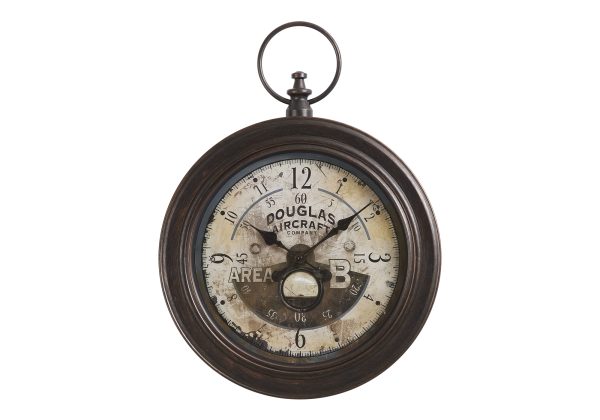 CLOCKS - 18"DIA / WALL CLOCK / ANTIQUE BROWN