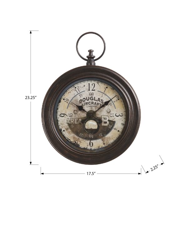 CLOCKS - 18"DIA / WALL CLOCK / ANTIQUE BROWN