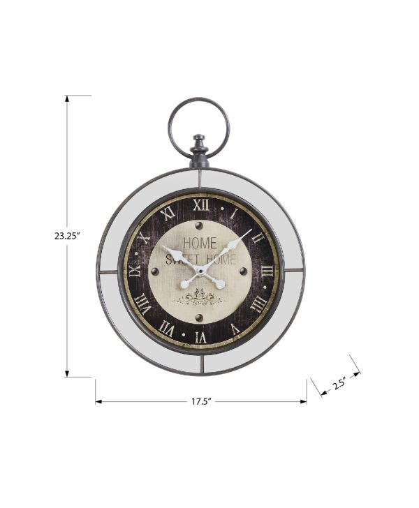 CLOCKS - 18"DIA / WALL CLOCK / MIRROR / BROWN