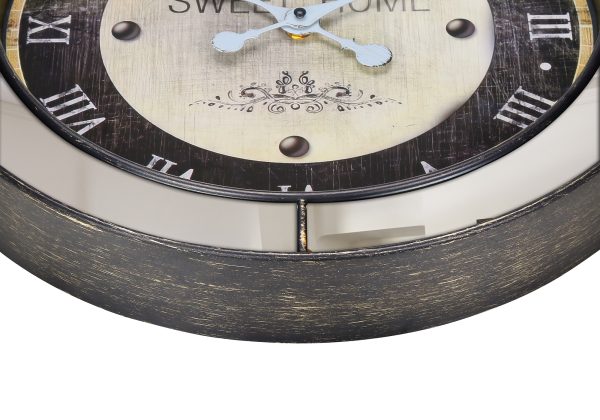 CLOCKS - 18"DIA / WALL CLOCK / MIRROR / BROWN