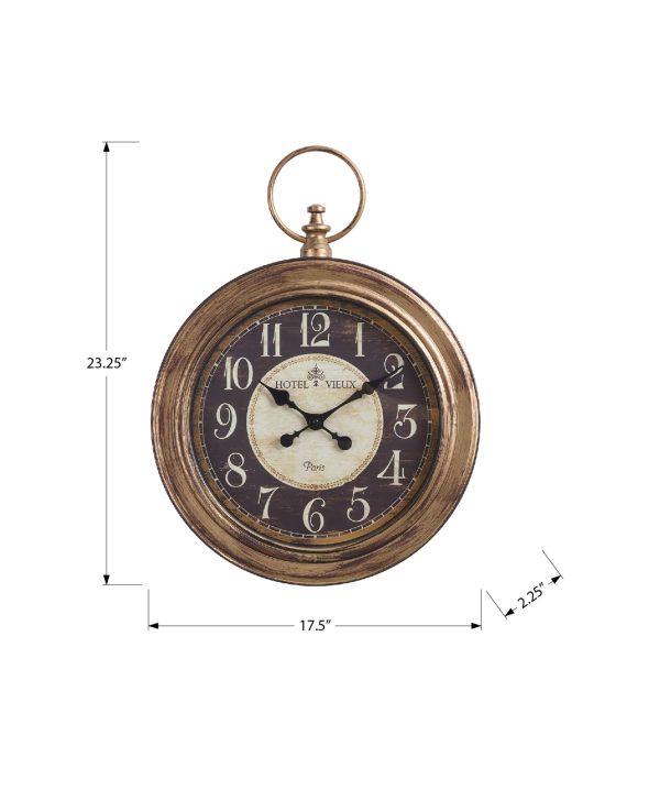 CLOCKS - 18"DIA / WALL CLOCK / ANTIQUE BROWN