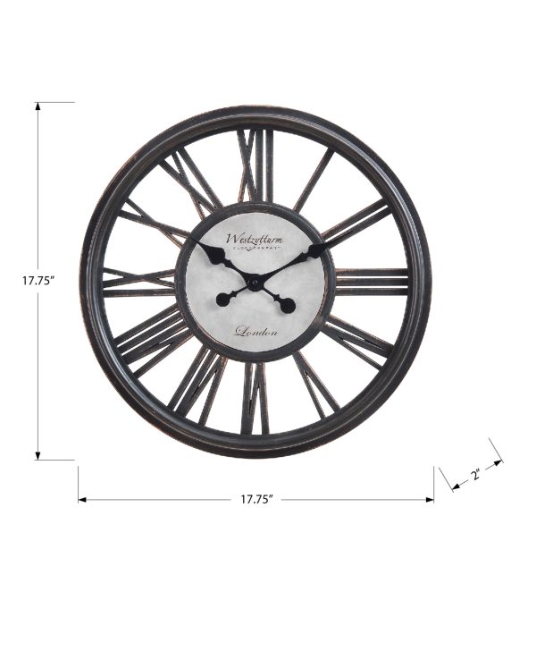 CLOCKS - 18"DIA / WALL CLOCK / ANTIQUE BLACK