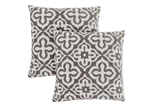 PILLOW - 18"X 18" / DARK TAUPE MOTIF DESIGN / 2PCS