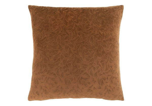 PILLOW - 18"X 18" / LIGHT BROWN FLORAL VELVET / 1PC