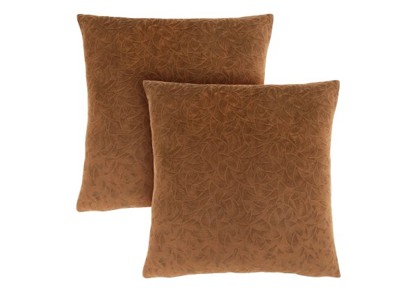 PILLOW - 18"X 18" / LIGHT BROWN FLORAL VELVET / 2PCS