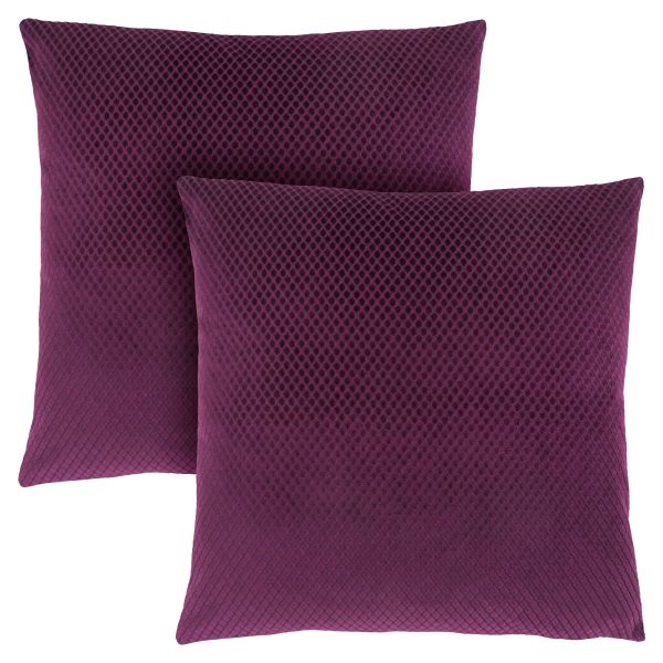PILLOW - 18"X 18" / PURPLE DIAMOND VELVET / 2PCS