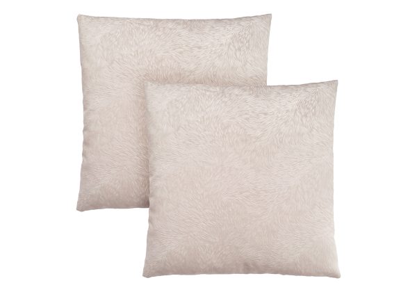 PILLOW - 18"X 18" / LIGHT TAUPE FEATHERED VELVET / 2PCS