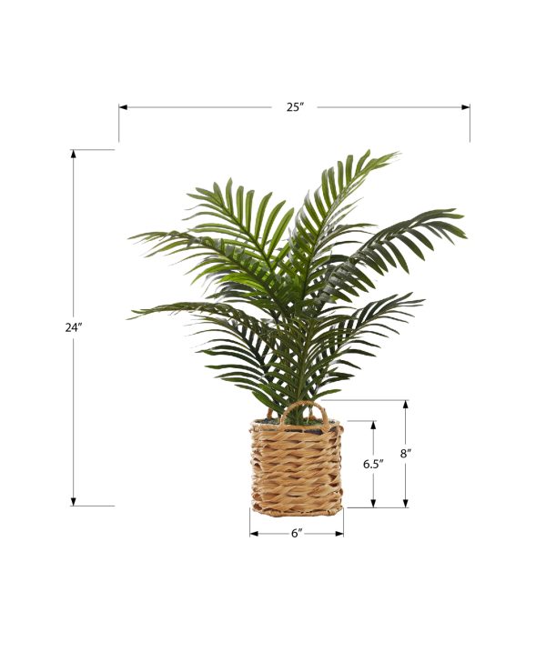 ARTIFICIAL PLANT - 24"H / INDOOR PALM / 8" WOVEN BASKET