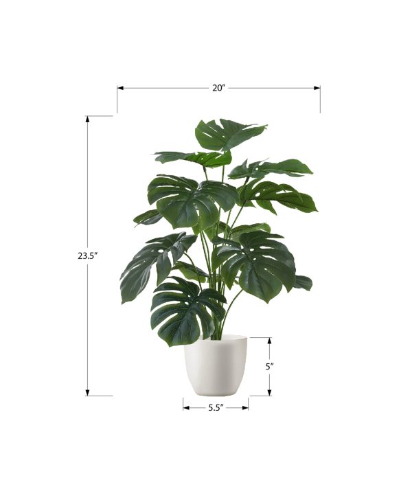 ARTIFICIAL PLANT - 24"H / INDOOR MONSTERA / 5" WHITE POT