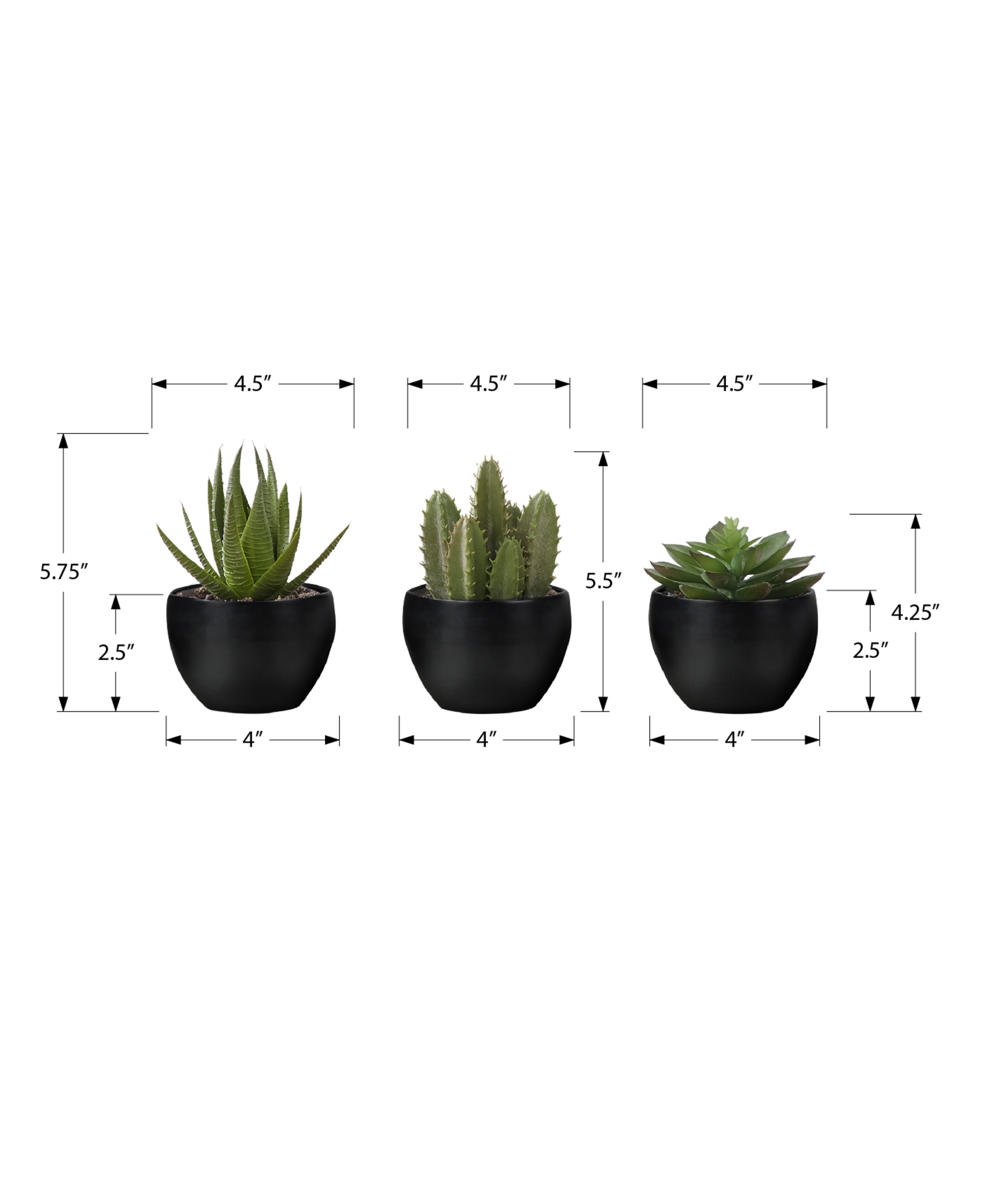 ARTIFICIAL PLANT - 3PCS / 6"H SUCCULENT IN A 3" BLACK POT