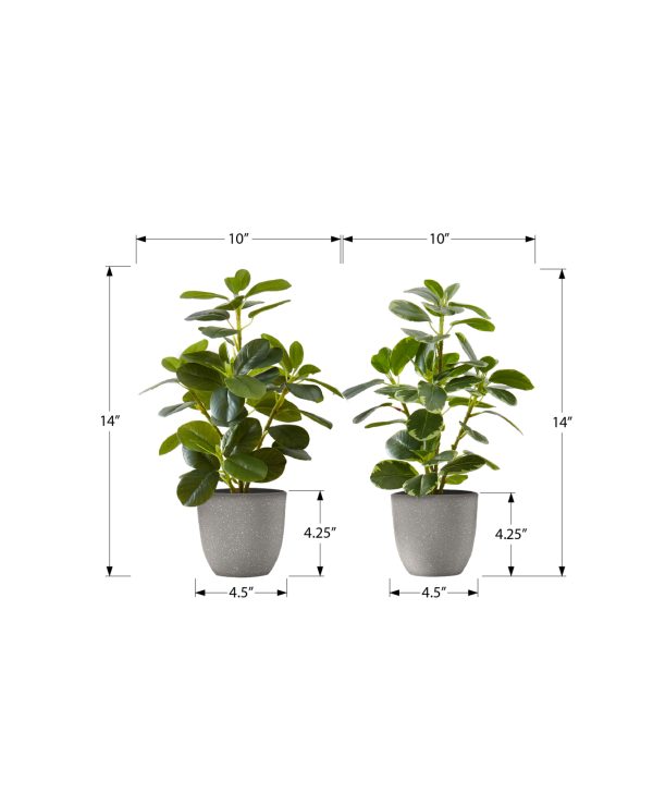 ARTIFICIAL PLANT - 2PCS / 14"H FICUS ELASTICA / 4" POT