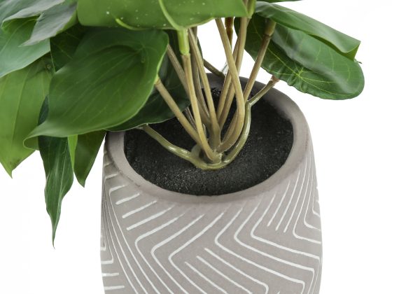 ARTIFICIAL PLANT - 2PCS / 8"H ALOCASIA / 5" CEMENT POT