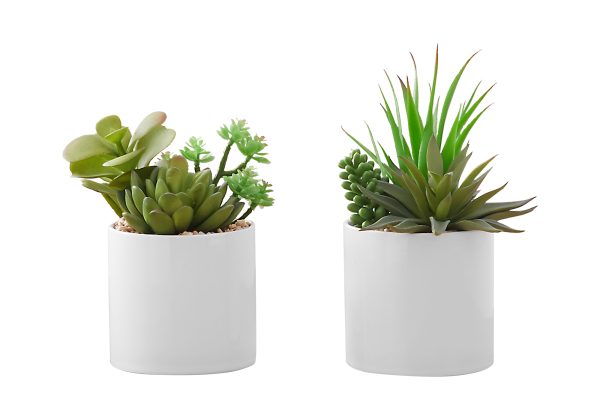 ARTIFICIAL PLANT - 2PCS / 7"H SUCCULENT IN 3" CERAMIC POT