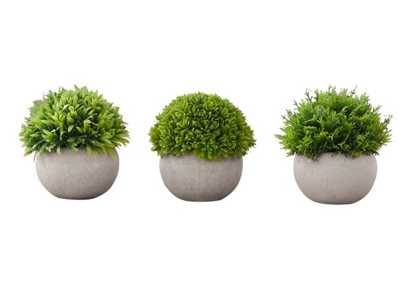 ARTIFICIAL PLANT - 3PCS / 5"H GRASS IN A 3" GREY POT
