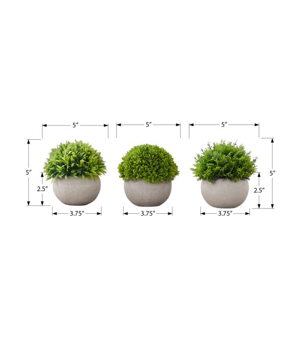 ARTIFICIAL PLANT - 3PCS / 5"H GRASS IN A 3" GREY POT
