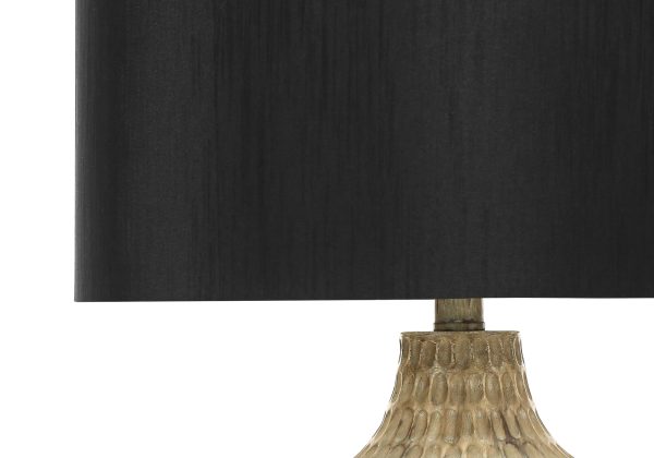LIGHTING - 25"H TABLE LAMP BROWN RESIN / BLACK SHADE