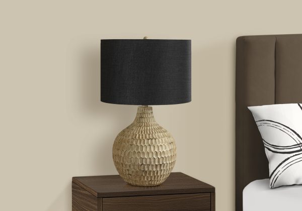LIGHTING - 25"H TABLE LAMP BROWN RESIN / BLACK SHADE