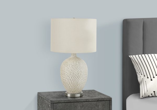 LIGHTING - 28"H TABLE LAMP CREAM CERAMIC / IVORY SHADE