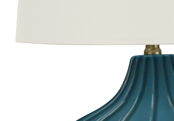 LIGHTING - 24"H TABLE LAMP BLUE CERAMIC  / IVORY SHADE