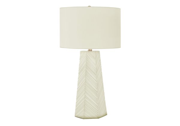 LIGHTING - 29"H TABLE LAMP WHITE CERAMIC / IVORY SHADE