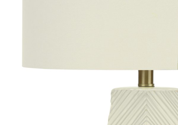 LIGHTING - 29"H TABLE LAMP WHITE CERAMIC / IVORY SHADE