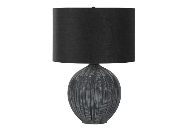 LIGHTING - 23"H TABLE LAMP BLACK CERAMIC / BLACK SHADE