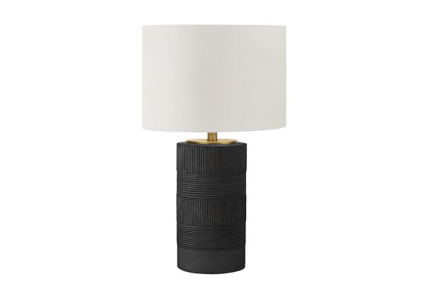 LIGHTING - 24"H TABLE LAMP BLACK RESIN / IVORY SHADE