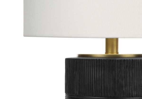 LIGHTING - 24"H TABLE LAMP BLACK RESIN / IVORY SHADE
