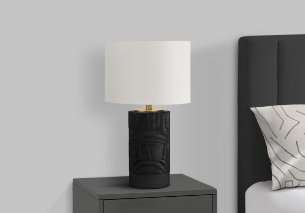 LIGHTING - 24"H TABLE LAMP BLACK RESIN / IVORY SHADE