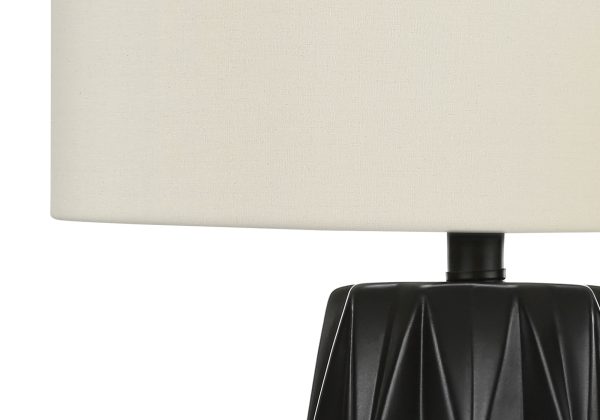 LIGHTING - 25"H TABLE LAMP BLACK CERAMIC / IVORY SHADE