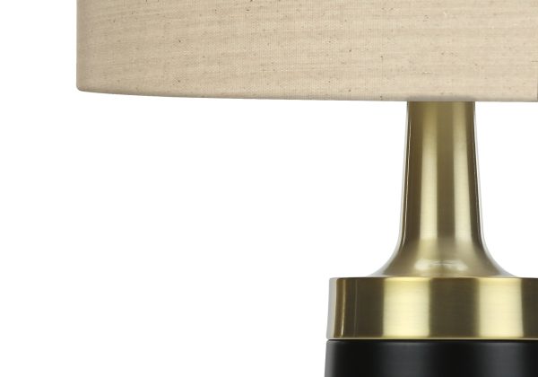 LIGHTING - 28"H TABLE LAMP BLACK METAL / BEIGE SHADE