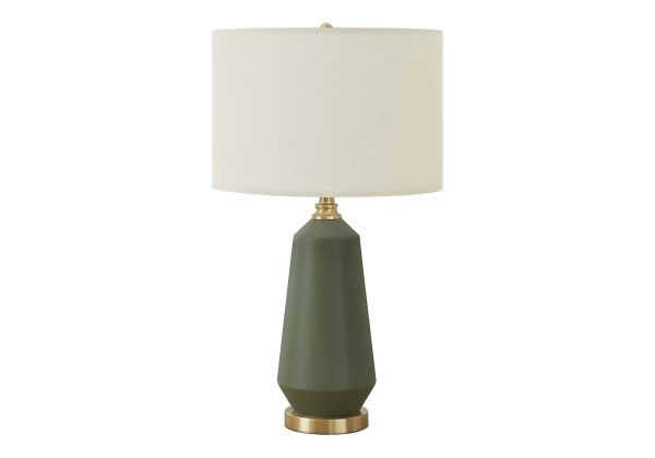 LIGHTING - 26"H TABLE LAMP GREEN CERAMIC / IVORY SHADE