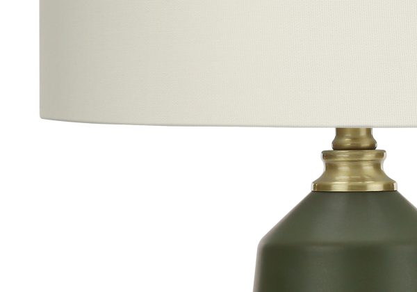 LIGHTING - 26"H TABLE LAMP GREEN CERAMIC / IVORY SHADE