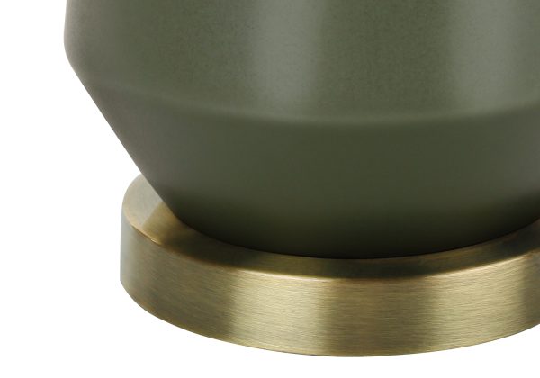 LIGHTING - 26"H TABLE LAMP GREEN CERAMIC / IVORY SHADE