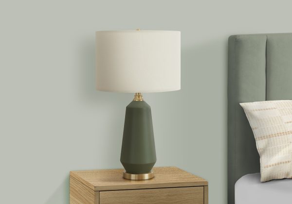 LIGHTING - 26"H TABLE LAMP GREEN CERAMIC / IVORY SHADE