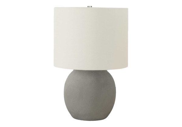 LIGHTING - 20"H TABLE LAMP GREY CONCRETE / IVORY SHADE