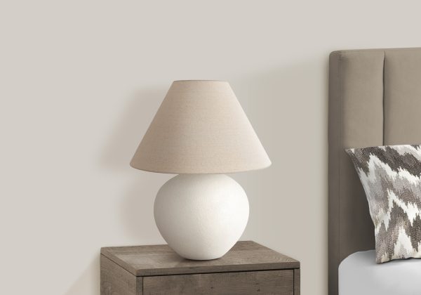 LIGHTING - 16"H TABLE LAMP CREAM CERAMIC / BEIGE SHADE