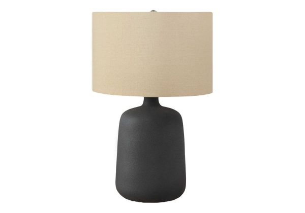 LIGHTING - 24"H TABLE LAMP BLACK CERAMIC / BEIGE SHADE