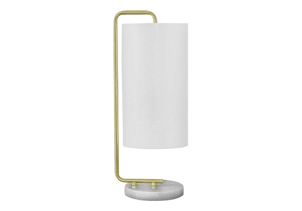 LIGHTING - 20"H TABLE LAMP WHITE MARBLE / IVORY SHADE