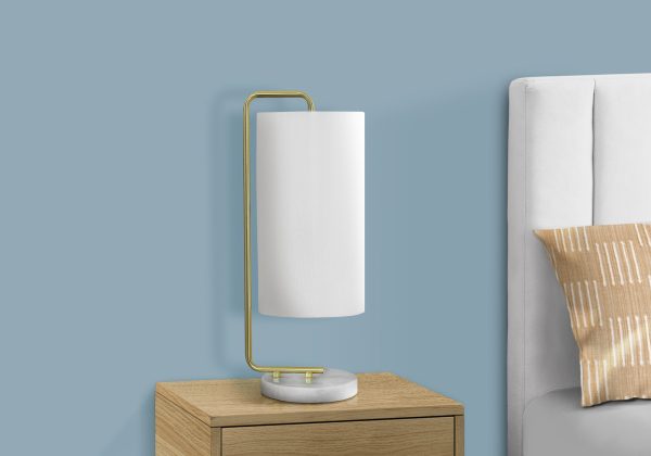 LIGHTING - 20"H TABLE LAMP WHITE MARBLE / IVORY SHADE