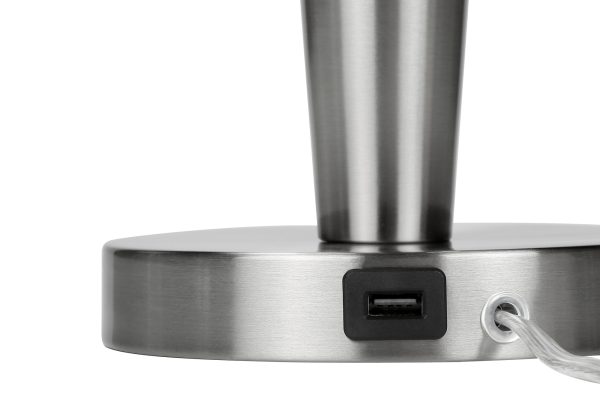 LIGHTING - 2PCS / 24"H TABLE LAMP NICKEL / GREY / USB