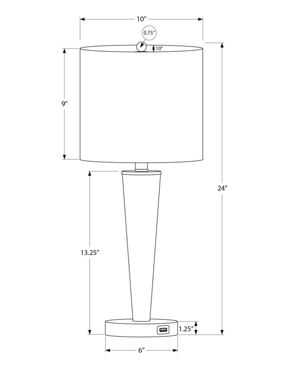 LIGHTING - 2PCS / 24"H TABLE LAMP BLACK / IVORY / USB