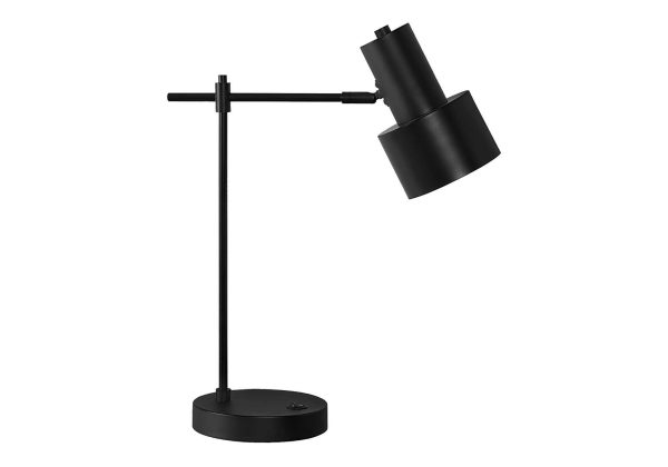 LIGHTING - 21"H TABLE LAMP BLACK METAL/BLACK SHADE/USB
