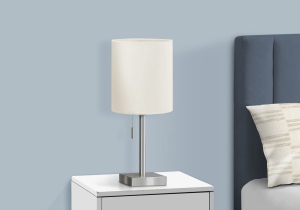 LIGHTING - 2PCS / 17"H TABLE LAMP NICKEL METAL/IVORY/USB